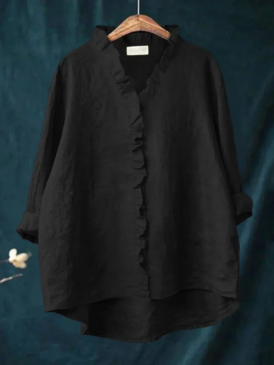 Isla | Relaxed Ruffle Button Shirt