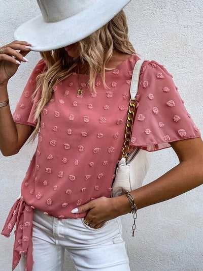 Breezelle™ | Textured Tie-Hem Chiffon Top