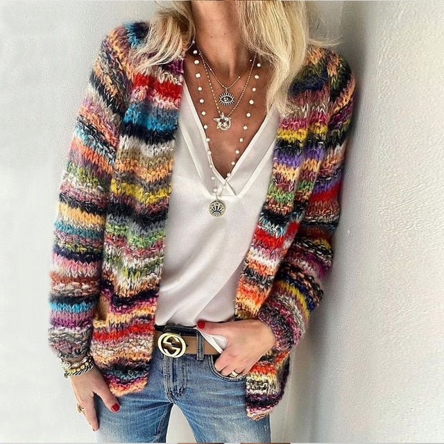 Isabella | Multicolour Knit Open Front Cardigan