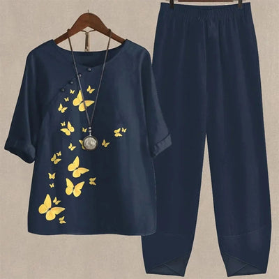 DriftBloom™ | Dandelion Print Linen Lounge Set
