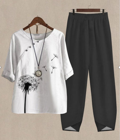 DriftBloom™ | Dandelion Print Linen Lounge Set