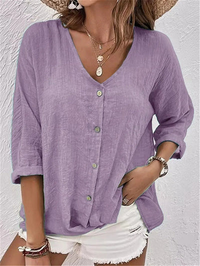 Fiora™ | Elegant V-Neck Button-up