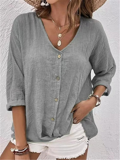 Fiora™ | Elegant V-Neck Button-up