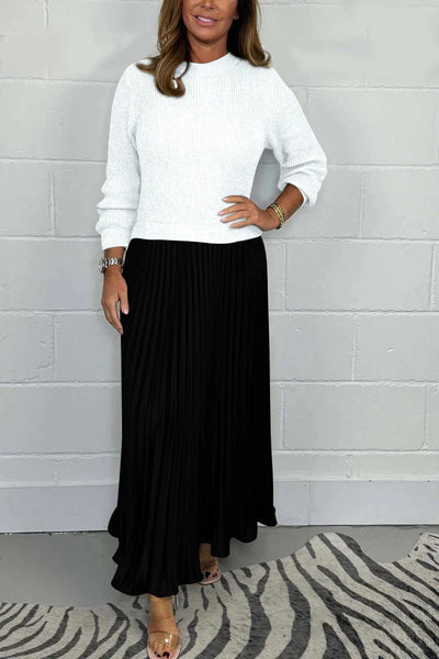 SkyeLoom™ | Knit Top & Pleated Long Dress