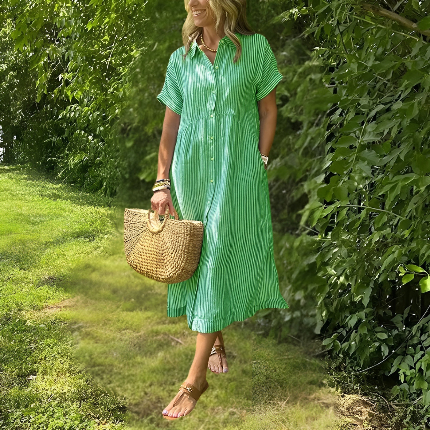 Evelyn Grace Striped Shirtdress