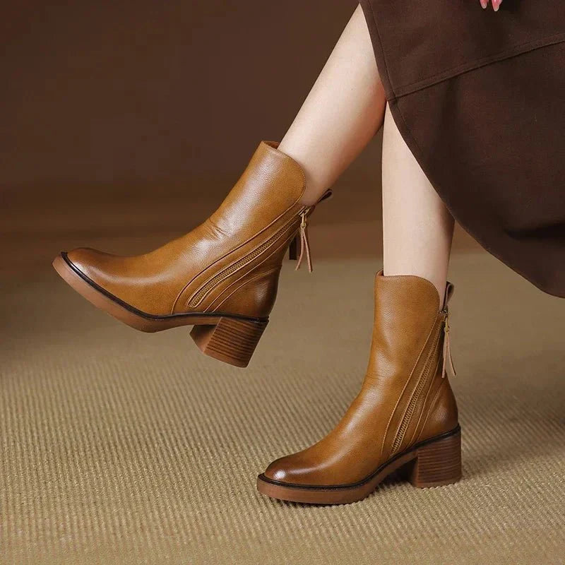 Harper Belle™ | Leather Ankle Booties