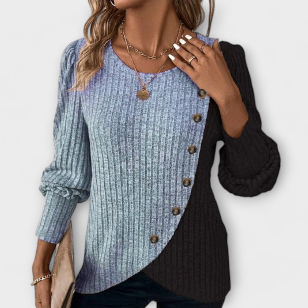 Amara | Colourblock Ribbed Knit Blouse