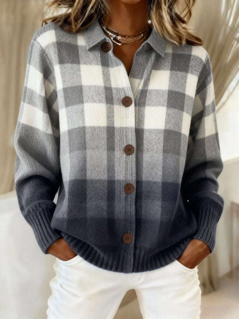 Beatrix | Checked Ombre Knit Cardigan