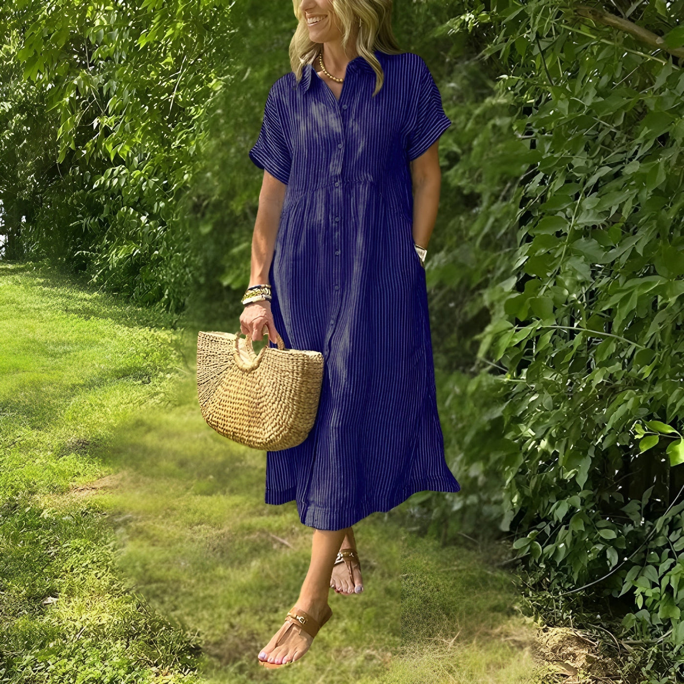 Evelyn Grace Striped Shirtdress