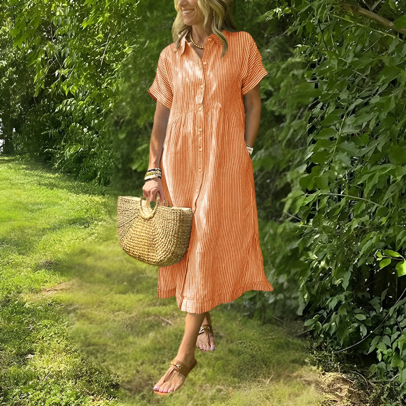 Evelyn Grace Striped Shirtdress