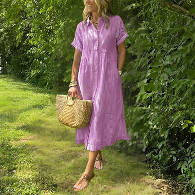 Evelyn Grace Striped Shirtdress