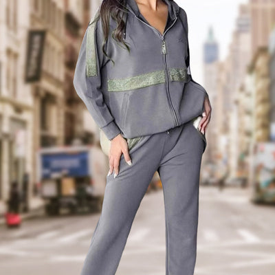 🔥Women's Sequin Embellished Solid Color Casual 2-Piece Set