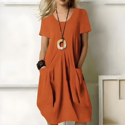 Sienna Rae™ | Stylish Loose-Fit Casual Dress with Pockets