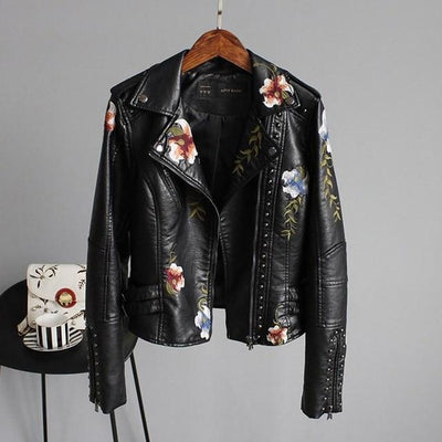 Ella | Embroidered Leather Jacket