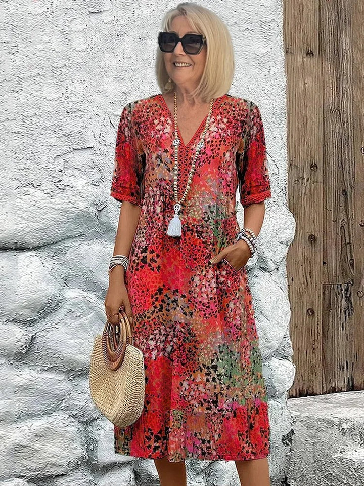 Daphnee | Abstract Print Short Sleeve Midi Dress - product image 2
