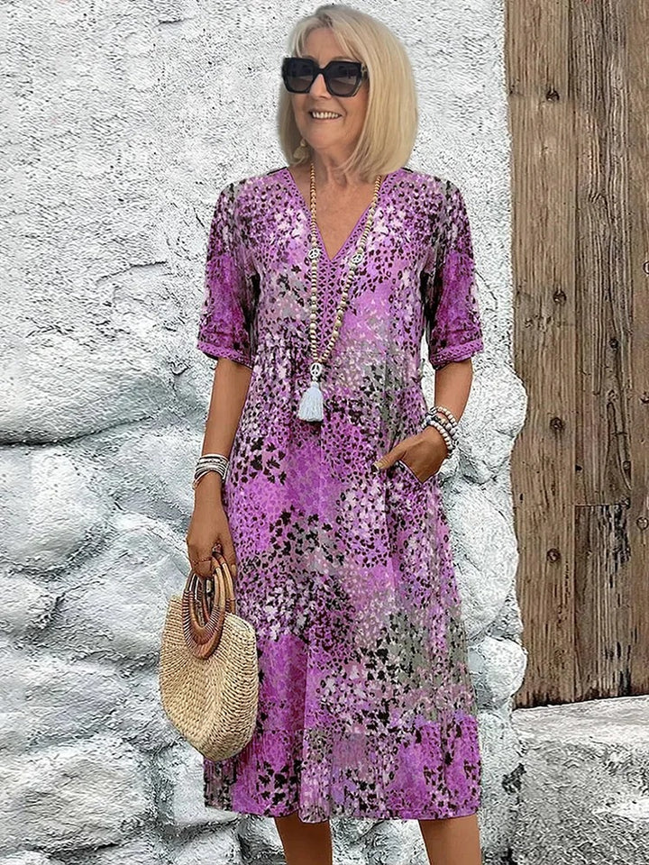 Daphnee | Abstract Print Short Sleeve Midi Dress - product image 5