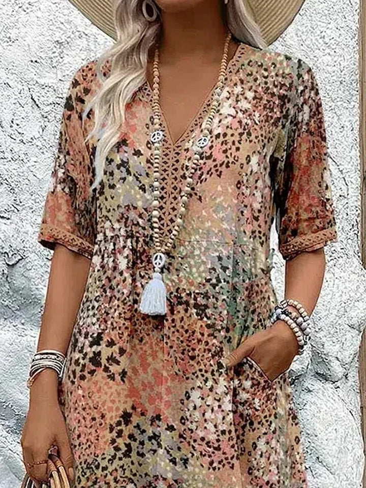 Daphnee | Abstract Print Short Sleeve Midi Dress - product image 7
