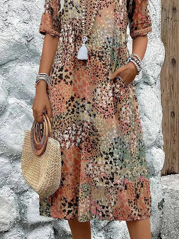 Daphnee | Abstract Print Short Sleeve Midi Dress - product image 8