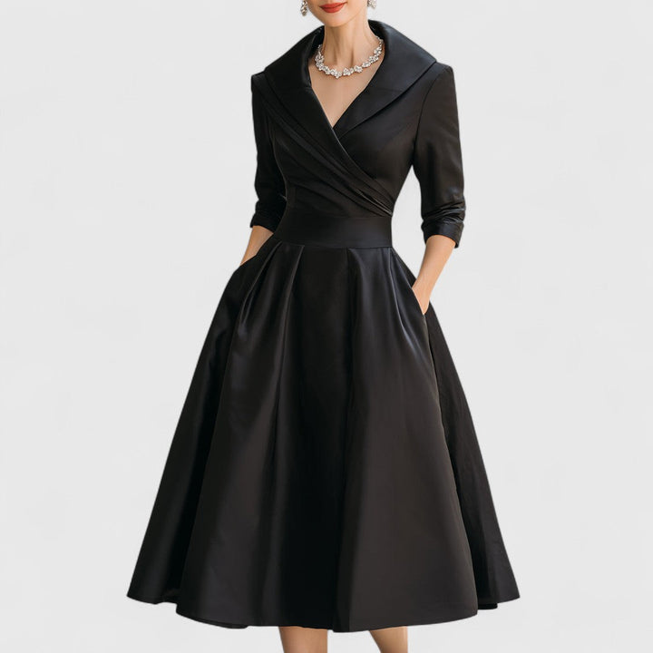 Blanche pleated midi dress, front view