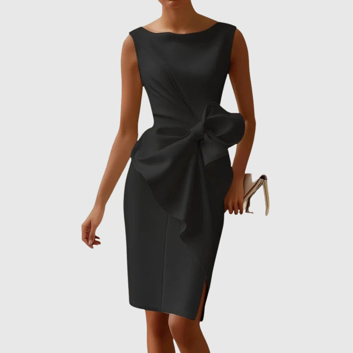 Lucienne | Boat Neck Side Bow Midi Dress - product image 1