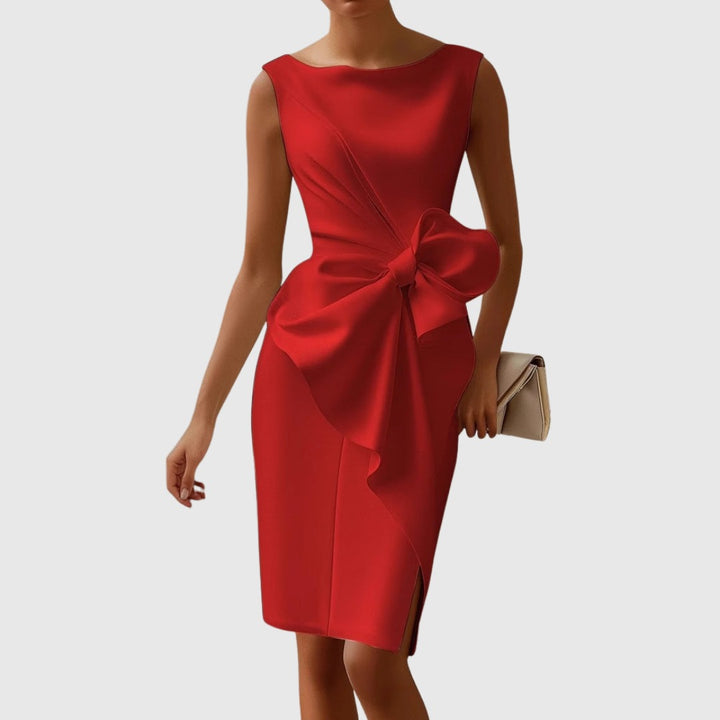 Lucienne | Boat Neck Side Bow Midi Dress - product image 2