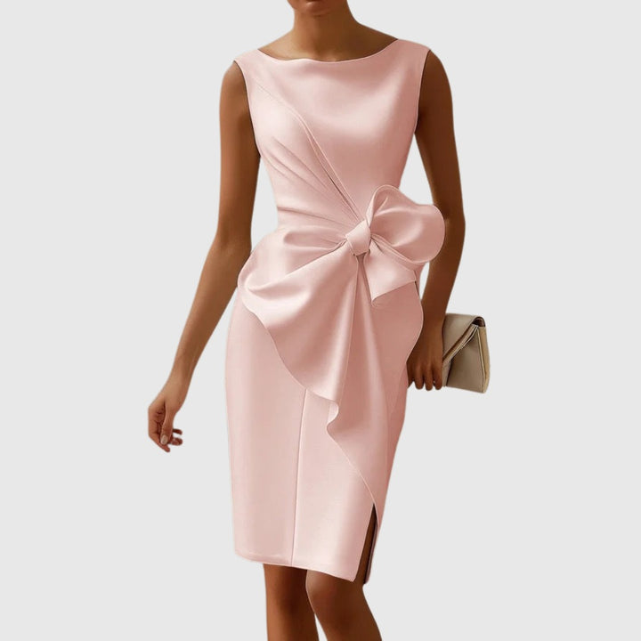 Lucienne | Boat Neck Side Bow Midi Dress - product image 3