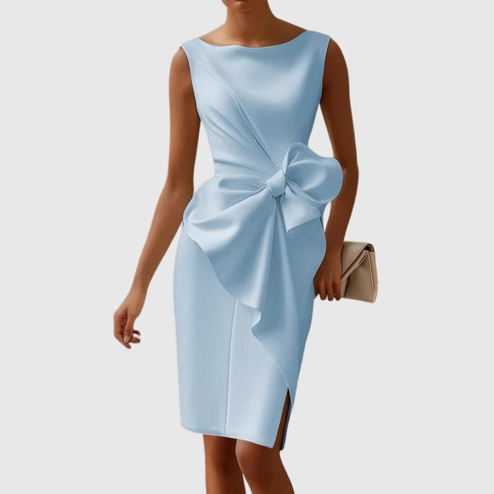 Lucienne | Boat Neck Side Bow Midi Dress - product image 4