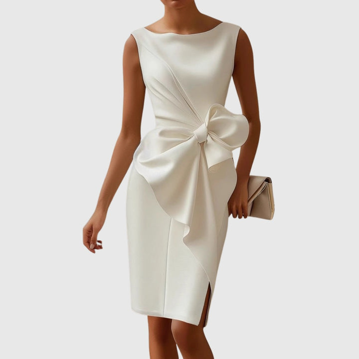 Lucienne | Boat Neck Side Bow Midi Dress - product image 5