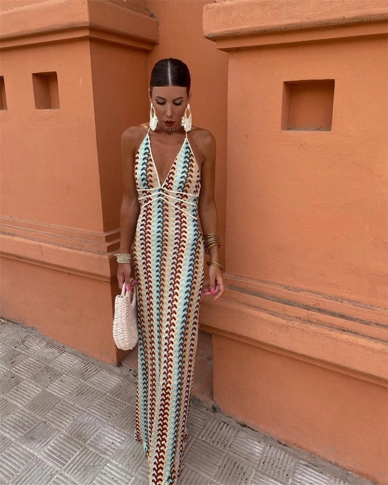 Wenche boho beach maxi dress, front view