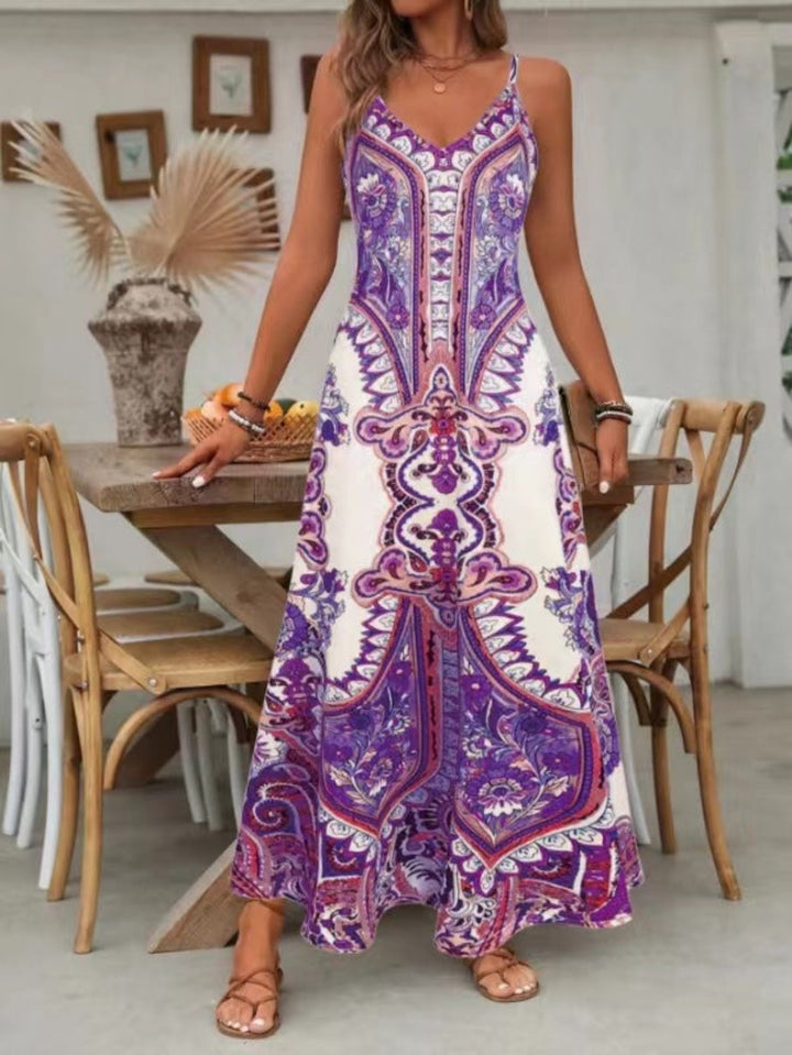 Oda boho paisley v-neck maxi dress, third view