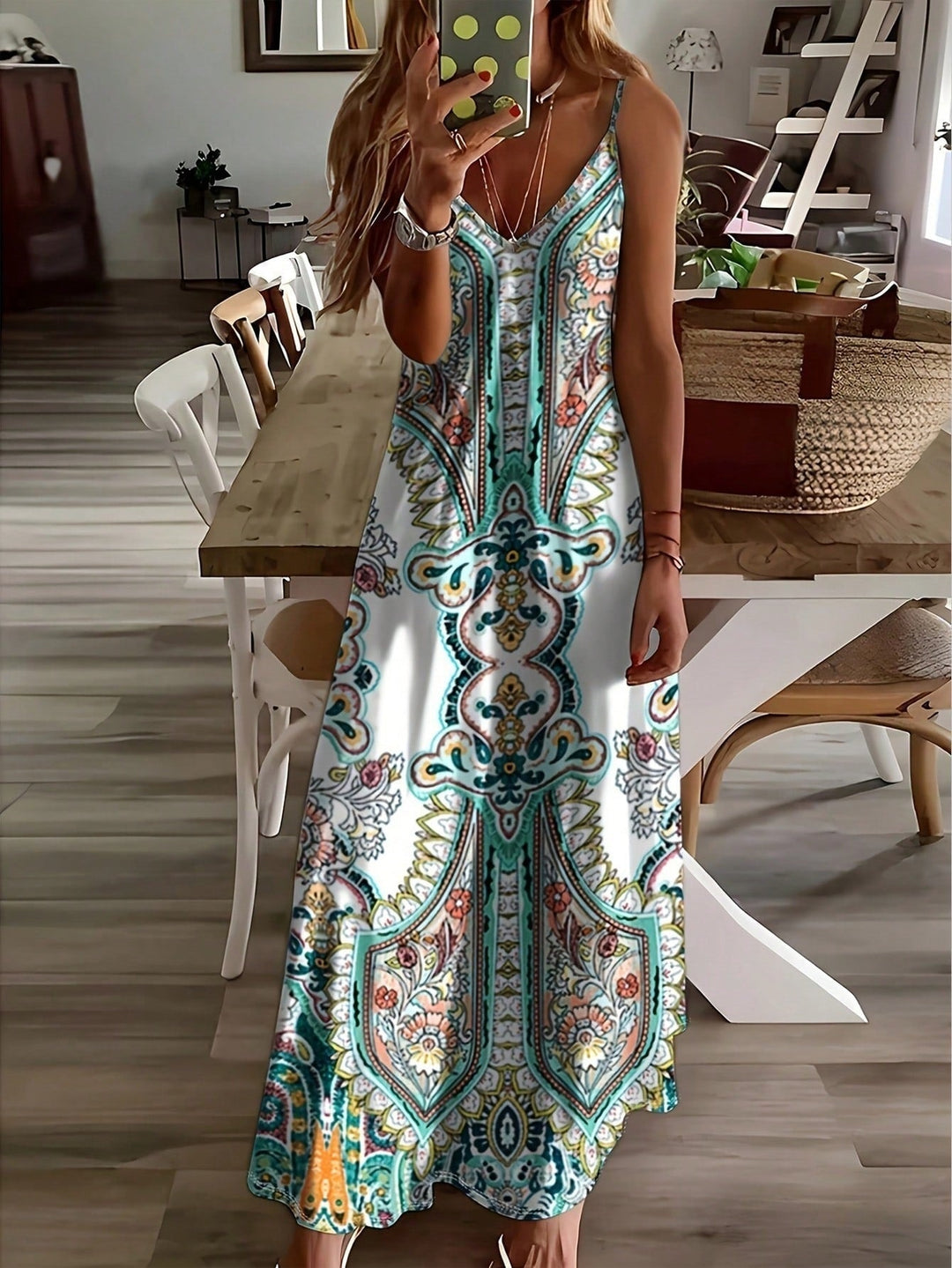Oda boho paisley v-neck maxi dress, sixth view