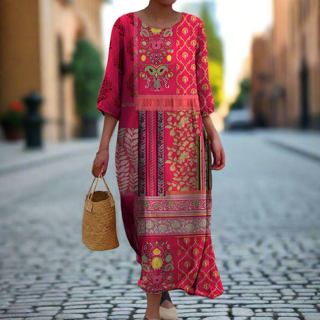 Silje boho patchwork maxi dress, second view