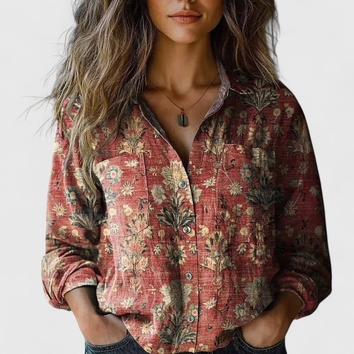 Calista | Boho Print Long Sleeve Button-Up Blouse - product image 1