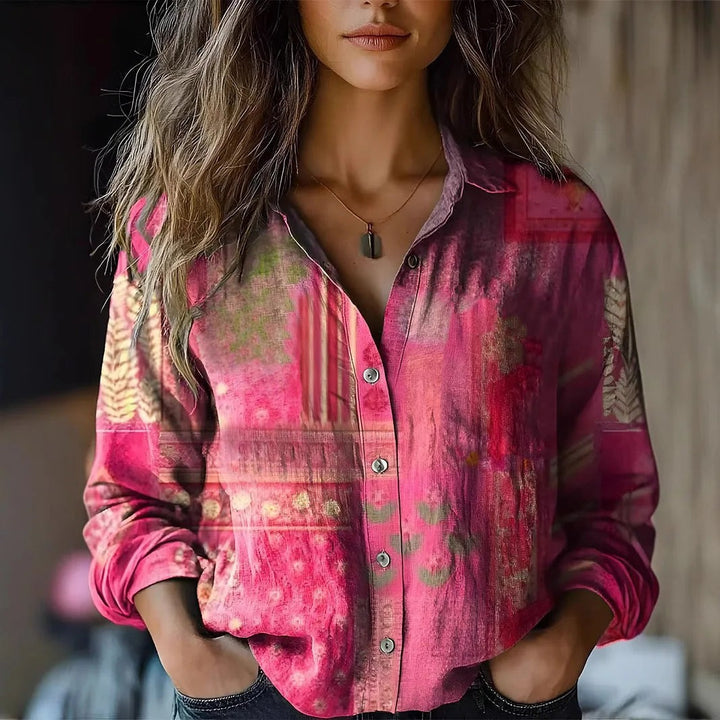Calista | Boho Print Long Sleeve Button-Up Blouse - product image 2