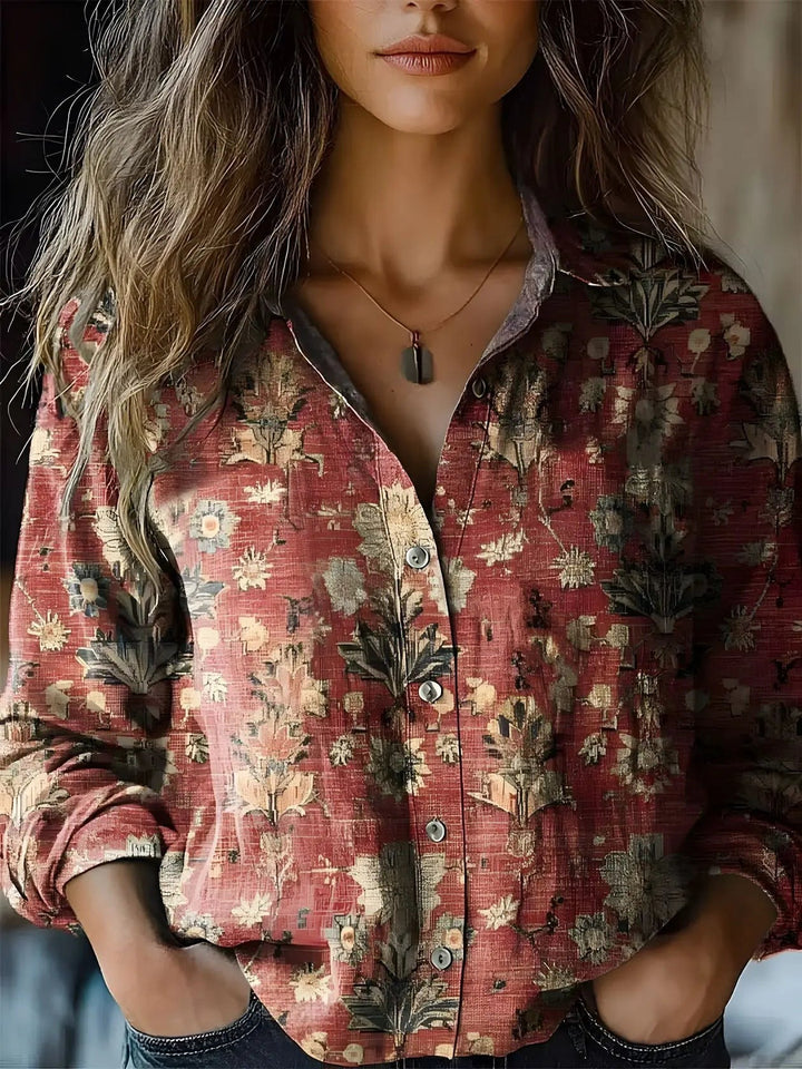 Calista | Boho Print Long Sleeve Button-Up Blouse - product image 7