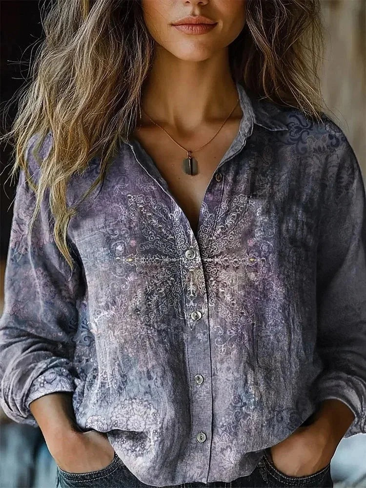 Calista | Boho Print Long Sleeve Button-Up Blouse - product image 10