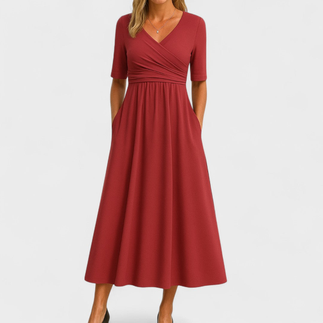 Capucine V-neck midi dress, sixth view