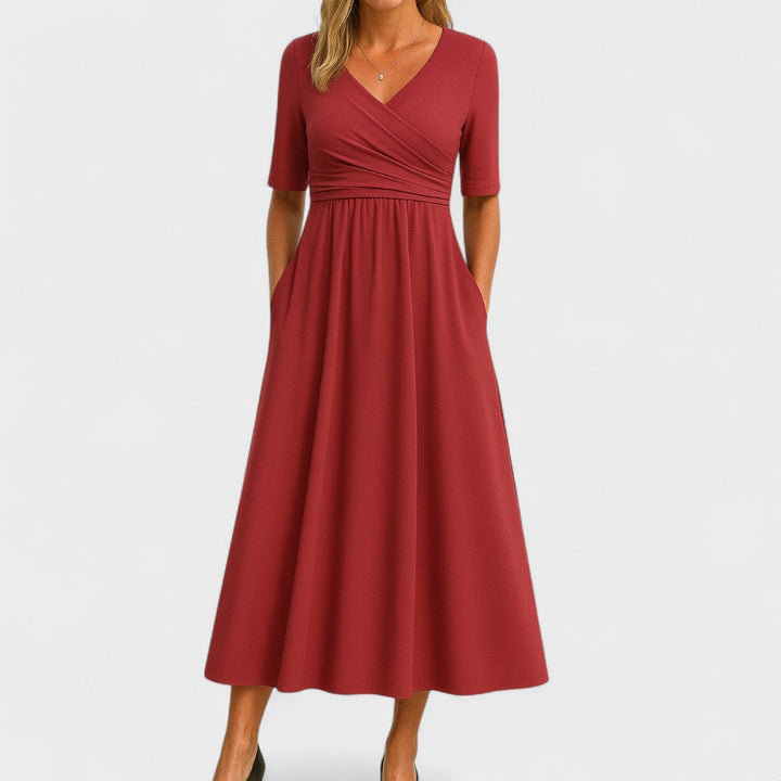 Capucine V-neck midi dress, sixth view