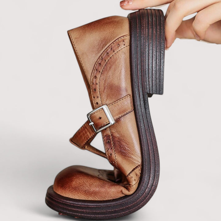 Clotilde leather Mary Jane flats, third view