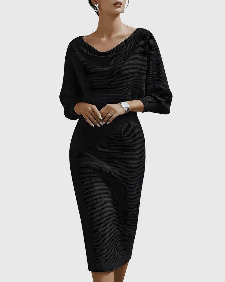 Leonora | Cowl Neck Batwing Sleeve Midi Dress - product image 3
