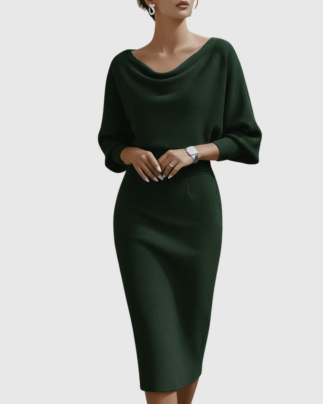 Leonora | Cowl Neck Batwing Sleeve Midi Dress - product image 4