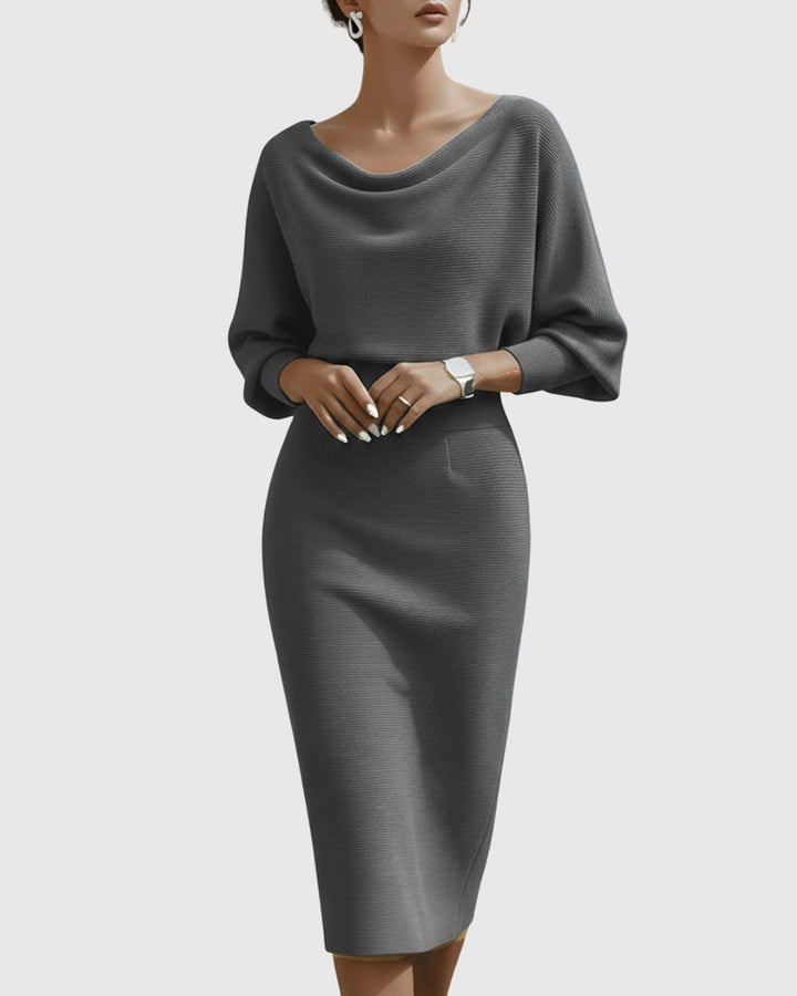 Leonora | Cowl Neck Batwing Sleeve Midi Dress - product image 5