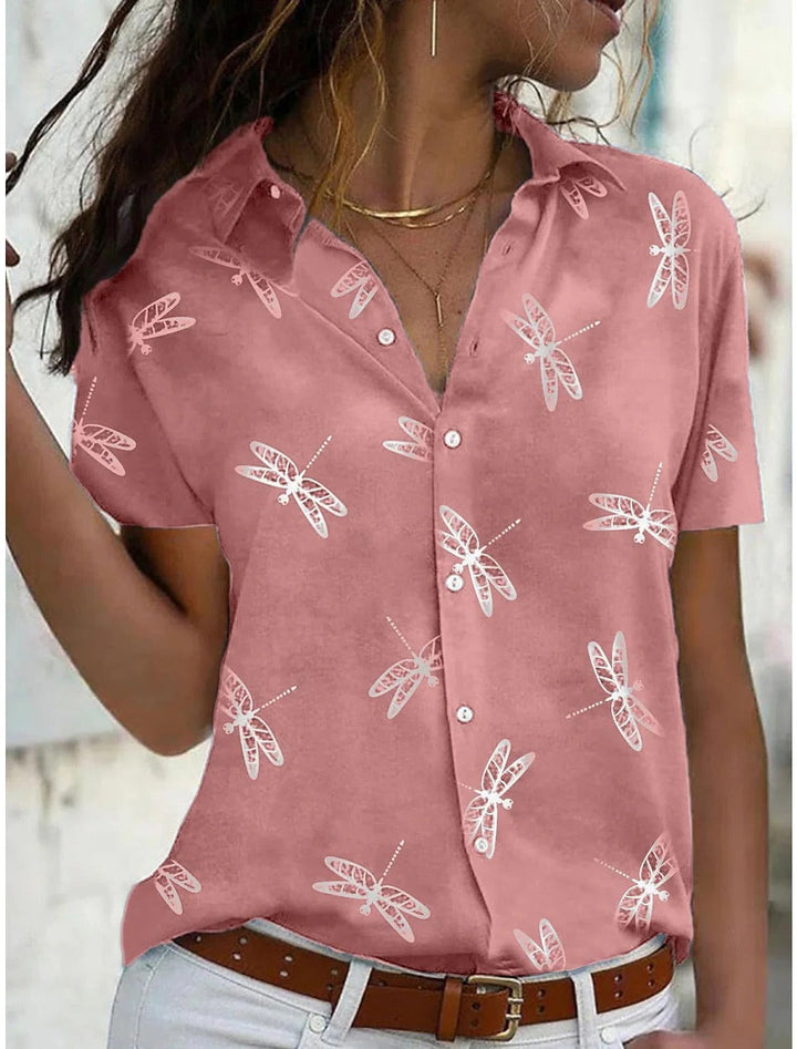 Valeriane | Dragonfly Print Short Sleeve Button-Up Shirt - product image 1