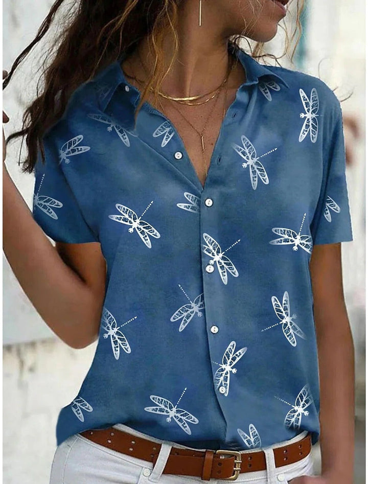 Valeriane | Dragonfly Print Short Sleeve Button-Up Shirt - product image 4