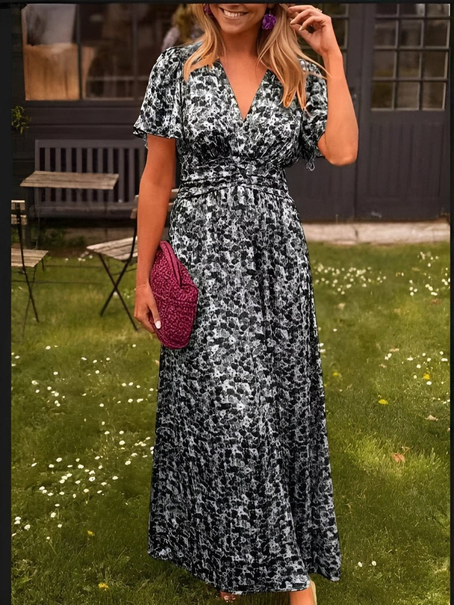 Elettra | Floral V-Neck Pleated Maxi Dress - product image 10