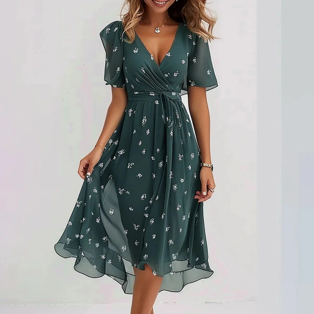 Helene | Floral Short Sleeve Summer Midi Dress - product image 1