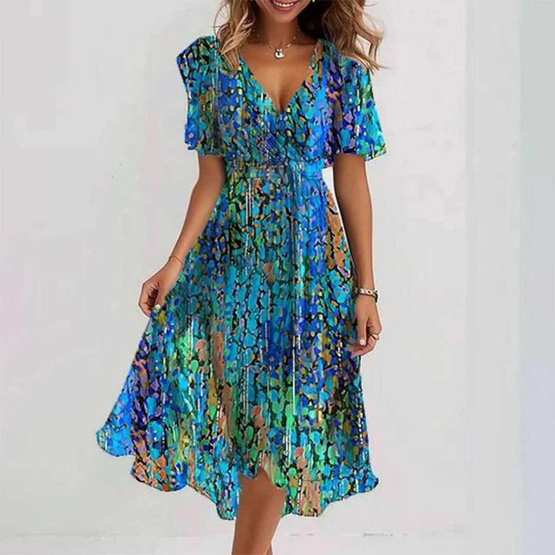 Helene | Floral Short Sleeve Summer Midi Dress - product image 2