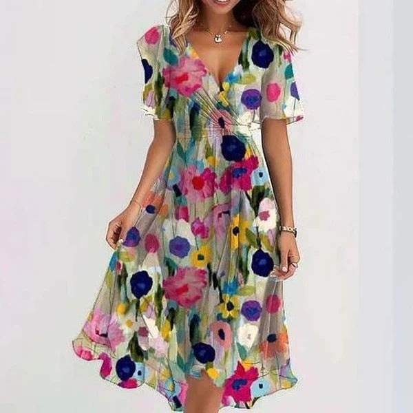 Helene | Floral Short Sleeve Summer Midi Dress - product image 3