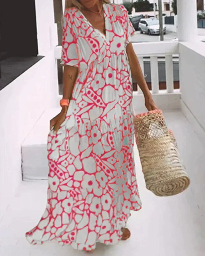 Rosalia | Flowy Short Sleeve Summer Maxi Dress - product image 3