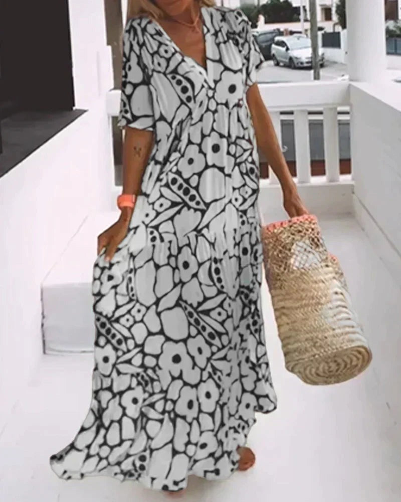 Rosalia | Flowy Short Sleeve Summer Maxi Dress - product image 4